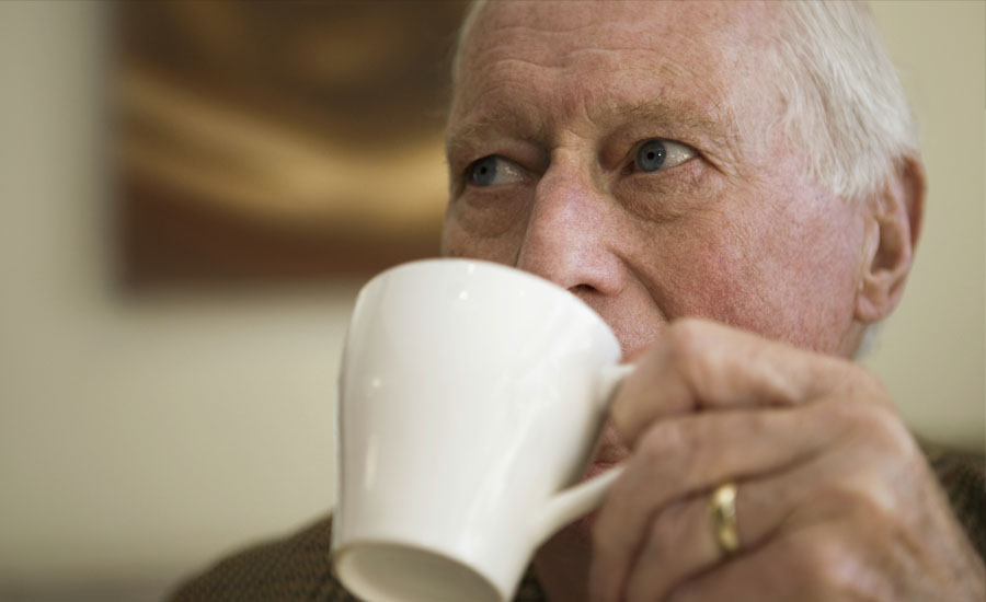 Drinking coffee